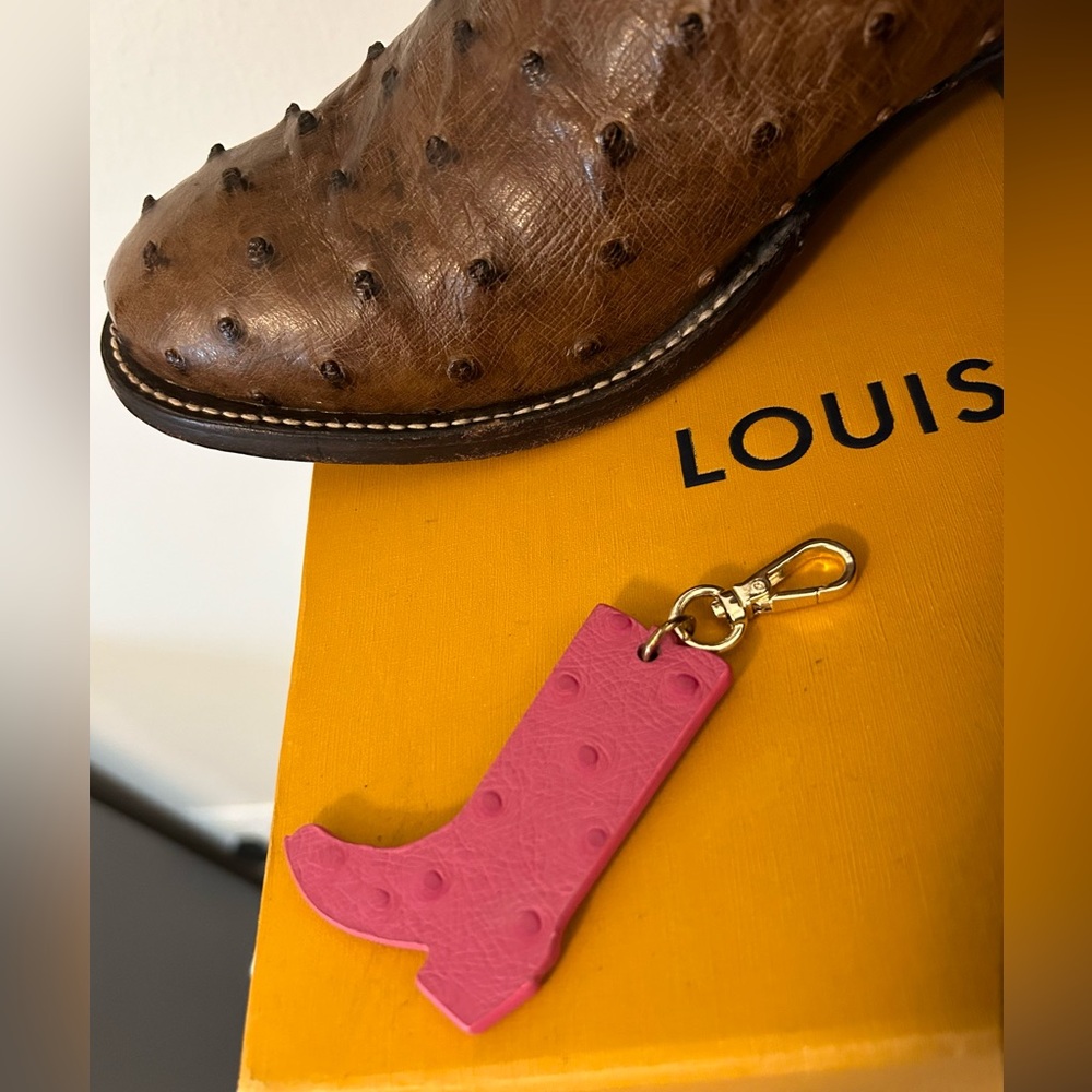 Hot Pink Genuine Leather Cowboy Boot Keychain
